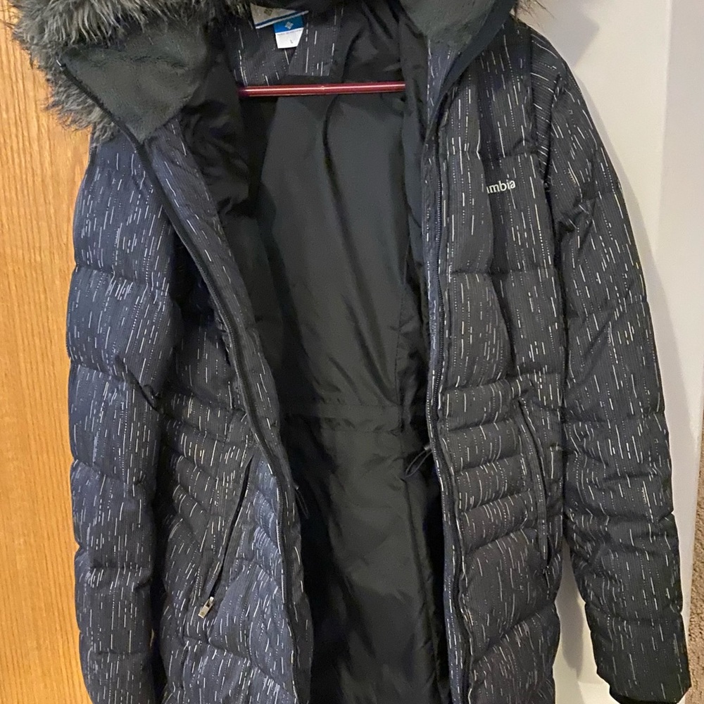 Columbia Women's Black Quilted Down Jacket with Fur-Trim Hood